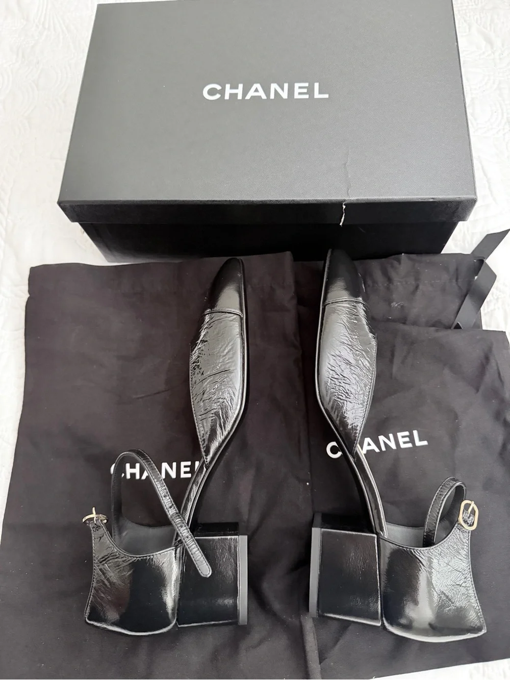 Authentic CHANEL Black Mary Janes 42